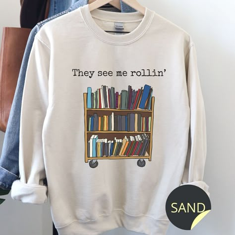 Librarian Outfit Work Clothes, School Librarian Aesthetic, Elementary Librarian Outfits, Summer Librarian Outfit, Library Crafts For Adults, School Librarian Outfit, Librarian Gifts From Students, Book Nerd Aesthetic Outfit, Library Shirt Ideas