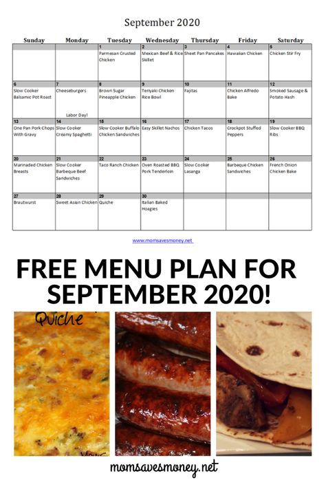 September Meal Calendar, September Meal Plan, Meal Plan Calendar, Balsamic Pot Roast, Meal List, Plan Calendar, Easy Meal Plan, Family Dinner Menu, Pan Pork Chops