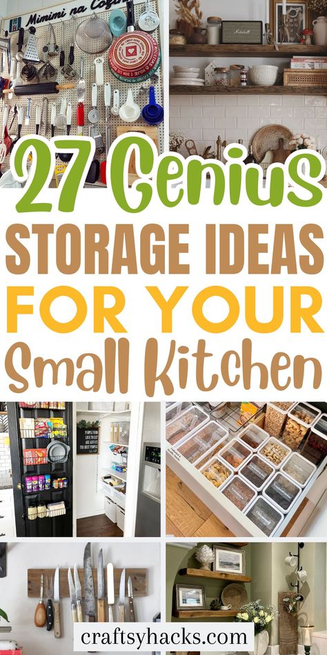 Need clever storage for kitchens? From vertical shelving ideas to under-cabinet organization and kitchen countertop storage, these small kitchen ideas will help you. Perfect for small space living, they’re essential for organizing your kitchen efficiently. How To Organize Under Kitchen Sink, Organize Under Kitchen Sink, Small Apartment Kitchen Storage Ideas, Apartment Kitchen Storage Ideas, Kitchen Hacks Diy, Apartment Hacks Organizing, Small Apartment Hacks, Apartment Kitchen Organization, Small Kitchen Hacks