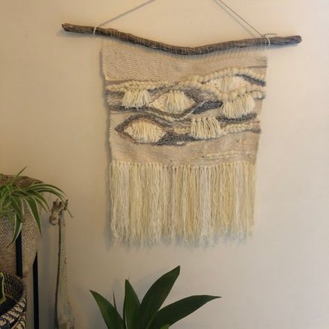 Woven wall hanging tapestry large | Etsy Roving Wool, Gum Tree, Modern Tapestries, Wall Hanging Tapestry, Woven Wall Hanging, Handspun Yarn, Tree Branch, Hanging Tapestry, Neutral Tones