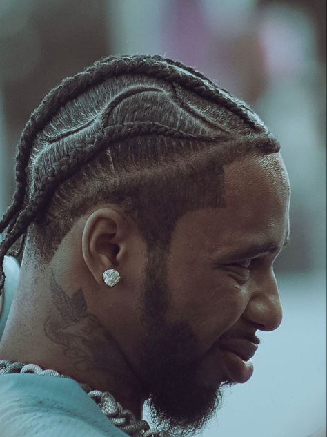 High Taper With Braids, 4 Straight Back Braids Men, Big Sean Cornrows, 8 Cornrows Braids Men, Braids Hairstyle Men, Taper Fade Braids Men, Cornrows For Black Men Braid Styles, Stitch Braids Cornrows Men, Big Sean Braids