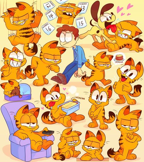 vdrU7 on Twitter: "Garfield🐱… " Garfield And Hello Kitty, Garfield Pictures, Garfield Images, Garfield Cat, Cartoon Cats, Comic Style, Cute Doodle Art, Old Cartoons, Cartoon Movies