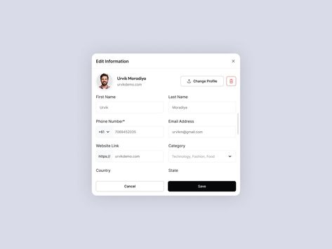 Profile edit Popup UI Interface! by Urvik Moradiya 🥇 on Dribbble Profile Card Ui, Card Ui, Escape The Ordinary, Technology Fashion, Edit Profile, Card Banner, Experience Design, User Experience, User Profile