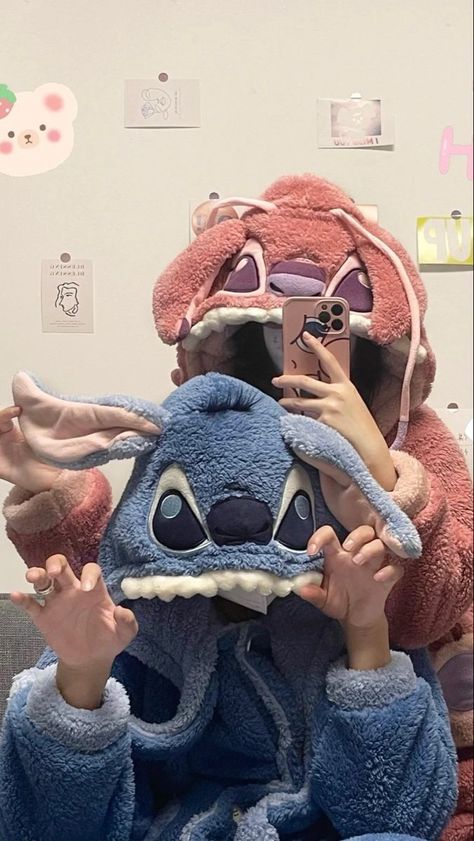 Couples Onesies, Matching Onesies, Matching Hoodies For Couples, Bff Matching, Couple Pajamas, Classic Pajamas, Stitch Clothes, Cute Couple Outfits, Stitch And Angel