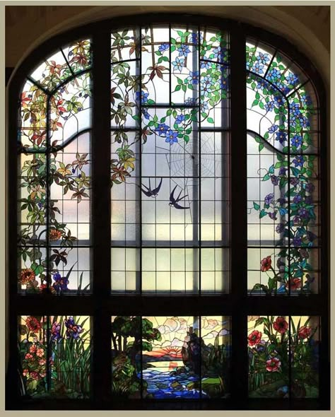 Art Nouveau Arquitectura, Glass Window Art, 카드 디자인, Stained Glass Designs, Window Art, Dream House Interior, Stained Glass Window, Stained Glass Mosaic, Leaded Glass