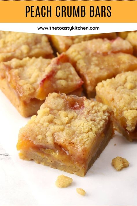 Peach Squares Bar Recipes, Peach Cobbler With Shortbread Crust, Fresh Peach Crumb Bars, Peach Crisp Bars, Peach Filling Desserts, Peach Shortbread Bars, Peach Jam Dessert Recipes, Peach Blondies Recipe, Recipes Using Peach Jam