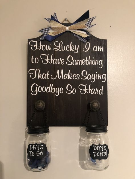 Deployment countdown. Military spouse. Airforce wife. Long distance relationship #relationship Military Long Distance Relationship, Surviving Deployment, Long Distance Relationship Gift Ideas, Deployment Countdown, Fiance Quotes, Deployed Husband, Boyfriend Care Package, Deployment Ideas, Army Sister