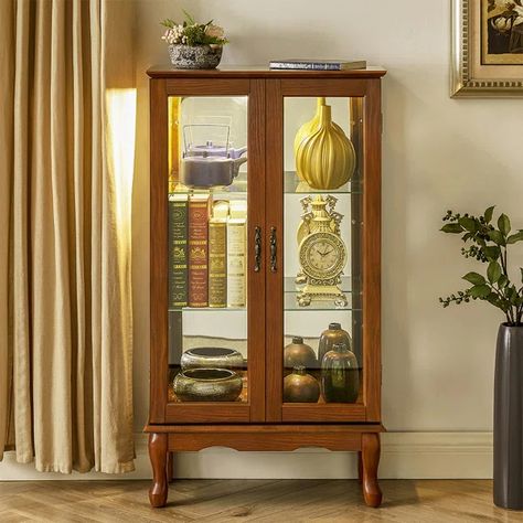 Benjamim Accent Cabinet Curio Cabinet Displays, Corner Display Cabinet, Curio Display, Dining Cabinet, Classic Doors, Accent Chests And Cabinets, Glass Cabinets Display, Tempered Glass Shelves, Tempered Glass Door