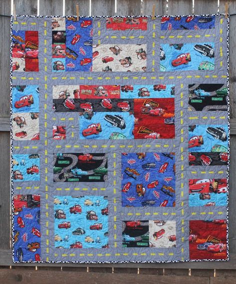 Scrap Quilt Ideas Leftover Fabric, Quilts For Boys Ideas, Boy Bed Quilt, Hot Wheels Quilt Pattern, Car Quilt Block Pattern Free, Jeep Quilt Pattern, Hot Wheels Quilt, Car Quilt Pattern, Cars Quilt Pattern