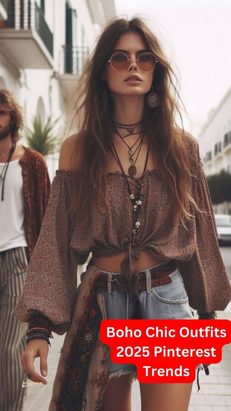 2025 Boho Fashion, Bohemian Aesthetic Outfit, Bonaroo Outfit, Edgy Boho Outfits, Hippie Style Outfits, Boho Hippie Outfits, Bohemian Outfit Ideas, Boho Rocker Chic, European Outfits