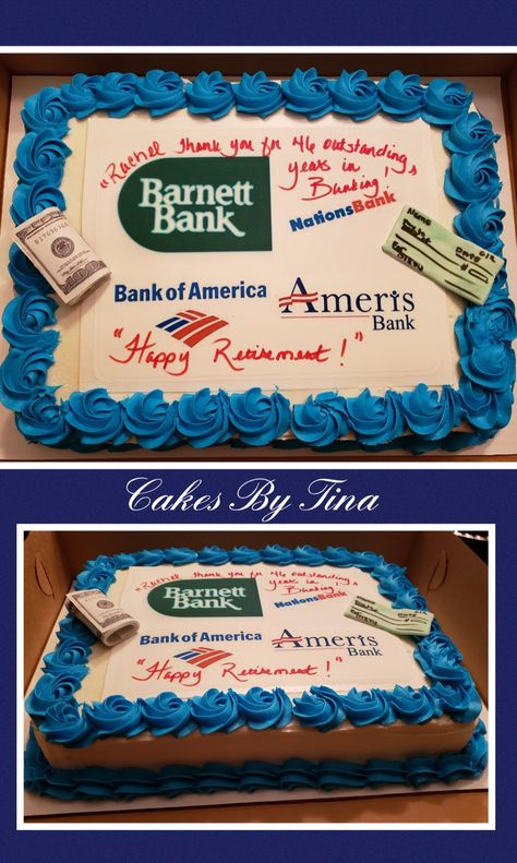 Bankers retire theme cake!! Vanilla cake with buttercream ....edible print!! Cakes For Bankers, Vanilla Cake With Buttercream, Cake With Buttercream, Cake Vanilla, Edible Printing, Theme Cake, Custom Cakes, Themed Cakes, Vanilla Cake