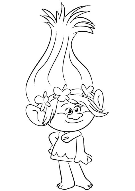 Trin For Trin Tegning, Poppy Coloring Page, Princess Poppy, Trolls Birthday Party, Poppy Color, Troll Party, Princess Drawings, Princess Coloring, Cartoon Coloring Pages