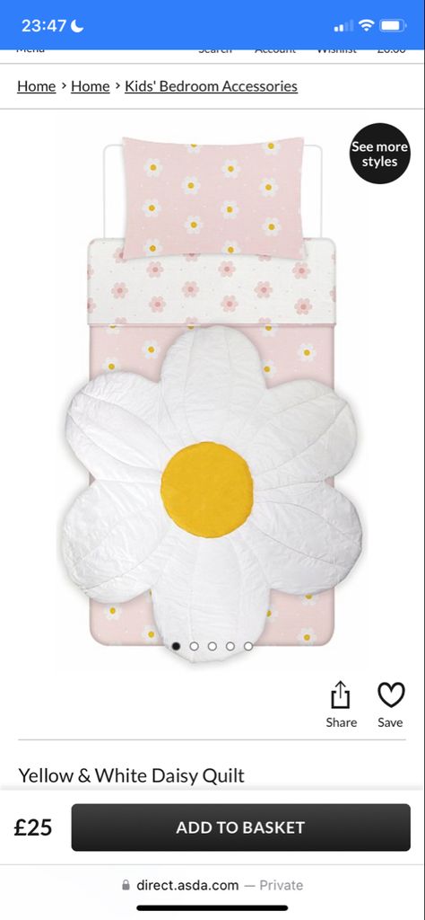 Yellow Girls Room, Daisy Quilt, Yellow Girls, Baby George, White Daisy, Pink Daisy, George At Asda, Customer Review, Bedroom Accessories