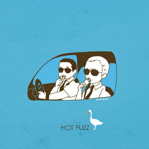 Hot Fuzz Hot Fuzz Tattoo, The Worlds End, Film Illustration, Cornetto Trilogy, Hot Fuzz, Worlds End, Edgar Wright, Movie Tattoos, Simon Pegg