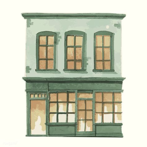 Illustration of a vintage European city building exterior water color style Street Art Illustration, Building Front, Building Drawing, Building Illustration, European City, Free Vector Illustration, Architecture Concept Drawings, Studio Apartments, House Illustration