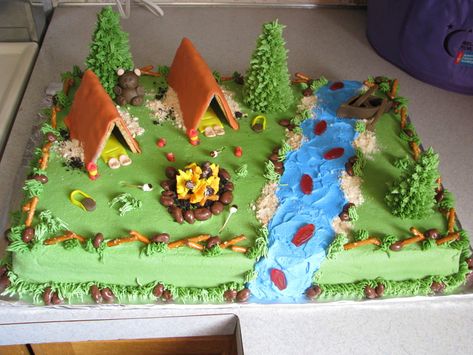 Boyscout Cake, Camping Theme Cakes, Camping Birthday Cake, Boy Scout Cake, Cub Scout Cake, Unbelievable Cakes, Campfire Cake, Fire Cake, Nature Cake