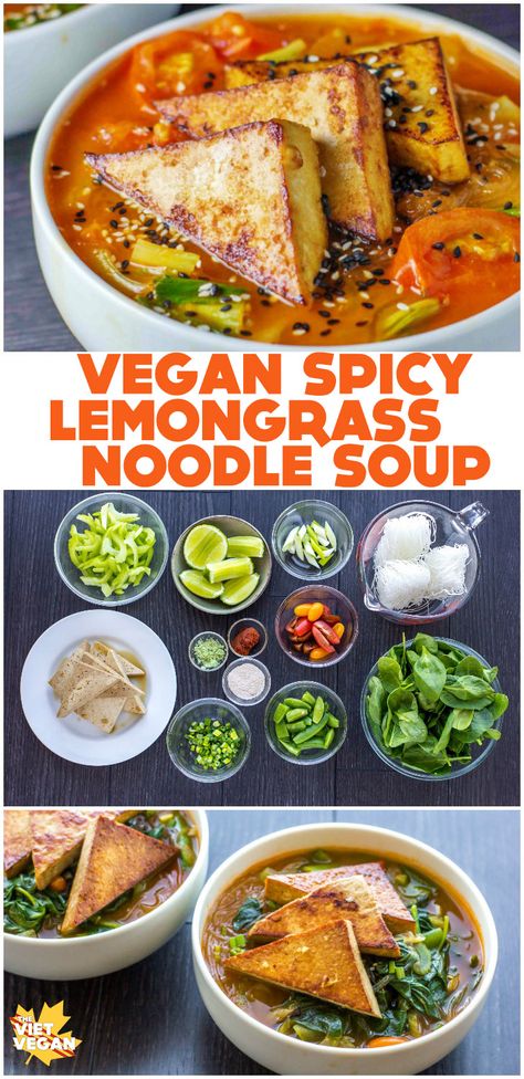 Vegan Spicy Lemongrass Noodle Soup - The Viet Vegan Lemongrass Soup, Thai Red Curry Paste, Recipes Authentic, Red Curry Paste, Vegan Soups, Irish Recipes, Vegan Soup, Curry Paste, Vegan Foods