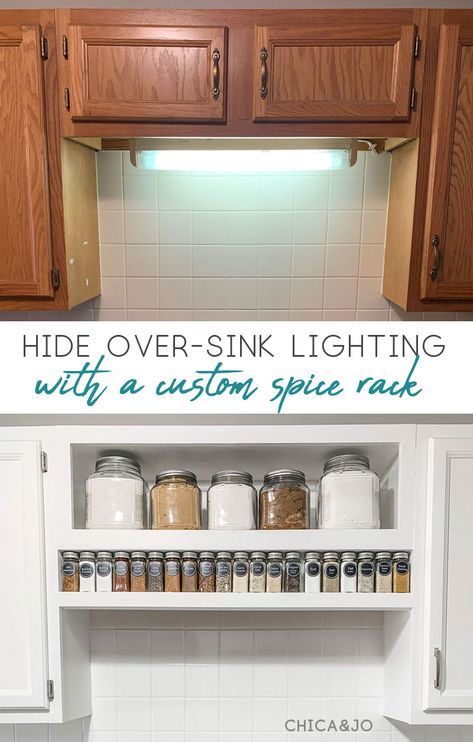 Light Above Kitchen Sink Under Cabinet, What To Put Over Kitchen Sink With No Window, Hide Over Sink Lighting, Area Above Kitchen Sink, Above The Sink Storage, Over Sink Lights Kitchen, Over Sink Lighting Kitchen No Window, Above The Sink Ideas, Mirror Above Kitchen Sink Ideas