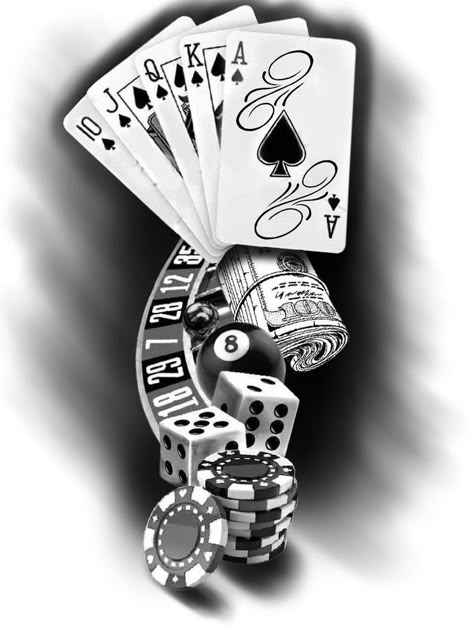 Playing Cards Tattoo Design, Poker Chips Tattoo, Gamble Tattoo, Cloud Tattoo Sleeve, Poker Tattoo, Playing Card Tattoos, Casino Tattoo, Dice Tattoo