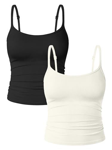 White And Black Tank Top, Black And White Tank Top, Basic Outfit Pieces, Basic Black Top Outfit, Basic Pieces For Wardrobe, Beige And Black Outfit, 2010 Clothes, Teen Tops, Spaghetti Shirt