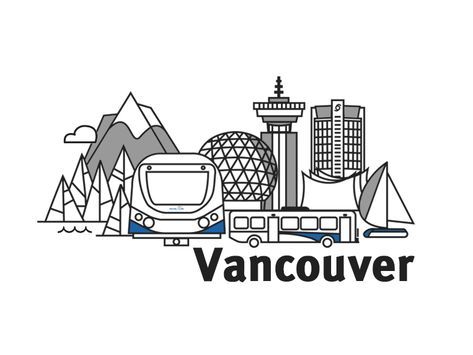 Vancouver Drawing, Skytrain Vancouver, Canada Toronto City, Vancouver Tattoo, Gastown Vancouver, Watercolour Ideas, Vancouver City, Toronto City, Victoria Canada