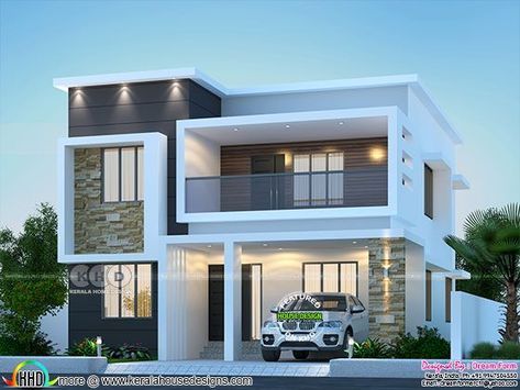 2 Story House Design Modern, Contemporary House Front Elevation, Box Home Design, 2 Floor Home Front Design, Flat Houses Modern, 2 Floor House Plans 4 Bedroom, Form House Design, G Plus 1 Elevation Design, House Box Design