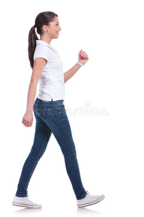 Woman Side View, Body Mechanics, Woman Walking, Side View, Young Woman, Fashion Illustration, Stock Photography, White Background, Casual Women