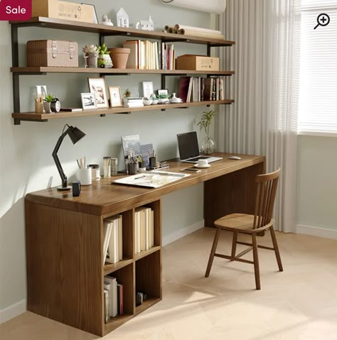 Desk Wood Design, Working Desk In Bedroom, Desk Space In Bedroom, Office And Game Room Combo, Wooden Desk Design, Wood Desk Setup, Working Desk Design, Build In Desk, Study Chair Design