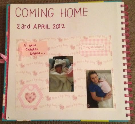 Emma's First Year Scrapbook - Page 4 - #babysfirstyear #memories #scrapbooking #babycominghome #cominghome #welcomebaby #newborn #scrapbook #scrapbookpages First Birthday Scrapbook Ideas, Baby Book Scrapbook Ideas, First Year Scrapbook Ideas Baby, Newborn Scrapbook Ideas, Baby Scrapbook Ideas Layout, Newborn Photo Album Ideas, Scrapbook Ideas Baby First Year, Pregnant Calendar, Newborn Scrapbook