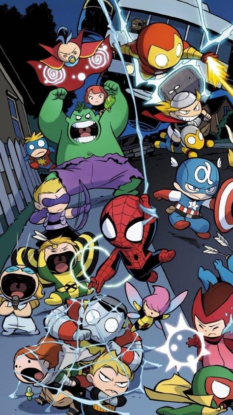 Chibi Avengers, Chibi Spidey Cute Avengers Wallpaper, Cute Avengers, Marvel Iphone Wallpaper, Baby Marvel, Marvel Wallpaper Hd, Chibi Marvel, Baby Avengers, Avengers Cartoon, Marvel Cartoons