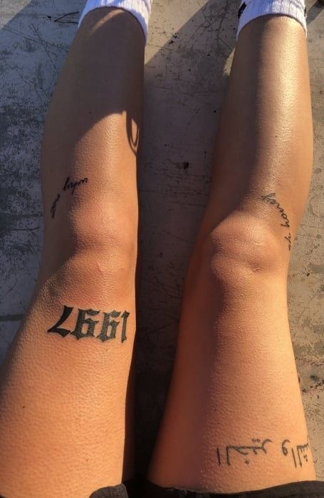 Birthyear Tattoo Above Knee, 2001 Knee Tattoo, 1999 Above The Knee Tattoo, 1997 Tattoo Above Knee, 1996 Leg Tattoo, Number Above Knee Tattoo, 2002 Above Knee Tattoo, Year Tattoo On Knee, 2000 Knee Tattoo