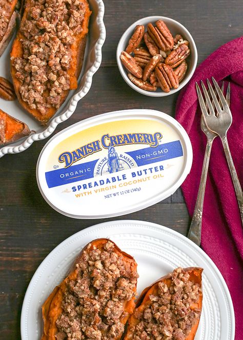 Pecan Pie Twice Baked Sweet Potatoes - Real Food with Jessica Paleo Sweet Potato Casserole, Whole30 Sweet Potato, Side Veggies, Sweet Potato Tots, Gluten Free Low Fodmap, Twice Baked Sweet Potatoes, Baked Sweet Potatoes, Cake Roll Recipes, Stuffed Sweet Potato Healthy