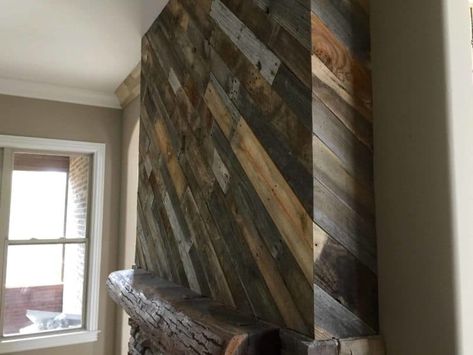 Chimney Ideas, Pallet Fireplace, Pallet Door, Repurpose Pallets, Pallet Dog Beds, Basement Fireplace, Wall Fireplace, Pallet Walls, Faux Fireplace Diy