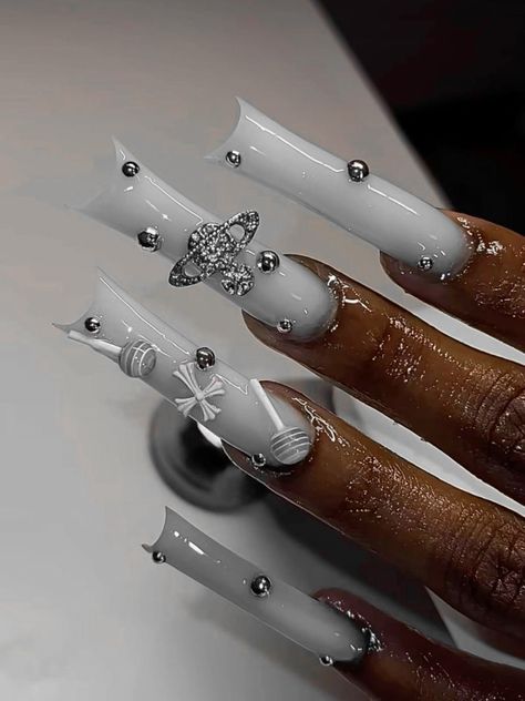 Gray Acrylic Nails, Black And Grey Nails, Duck Nails, Hard Nails, Drip Nails, Colored Acrylic Nails, Girly Acrylic Nails, Glow Nails, Dope Nail Designs