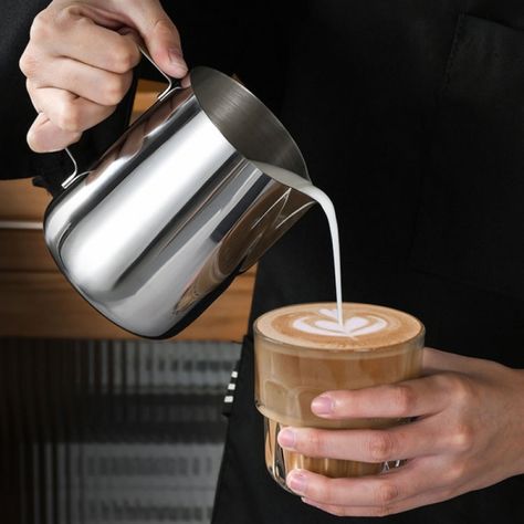 Barista Cafe, Coffee Latte Art, Milk Pitcher, Coffee Barista, Best Coffee Maker, Coffee Equipment, Milk Foam, Frothing Milk, Fancy Coffee