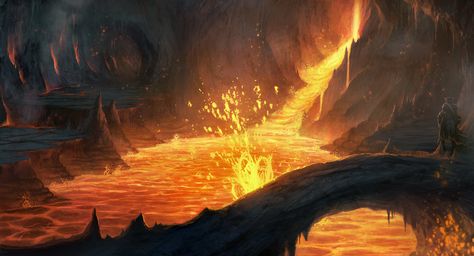 Lava Cave Fall Landscaping, Mulch Landscaping, Ideas Videos, Biome, Fantasy Places, Fantasy Setting, Landscape Scenery, Get High, Environment Concept Art