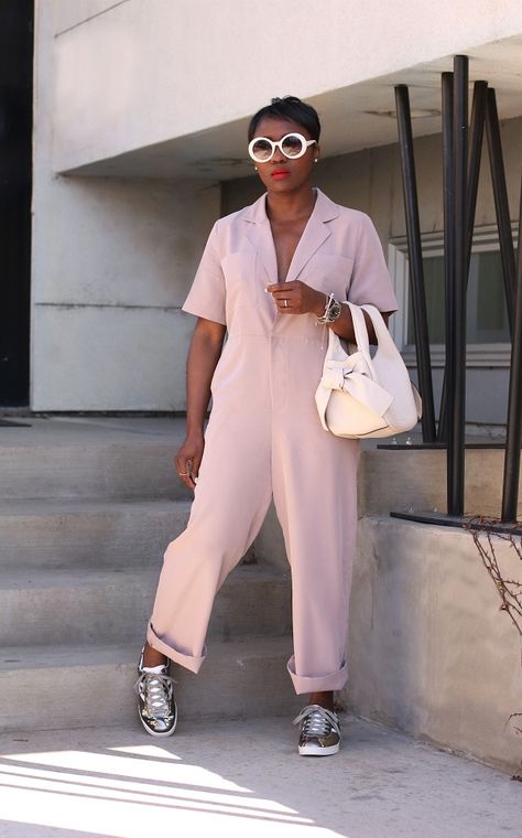 THE PASTEL BOILERSUIT || Pastel Trends, Work Dress Code, Simple Black Dress, Boiler Suit, Office Fashion Women, Style Muse, Black Women Fashion, Tomboy Fashion, Casual Street Style