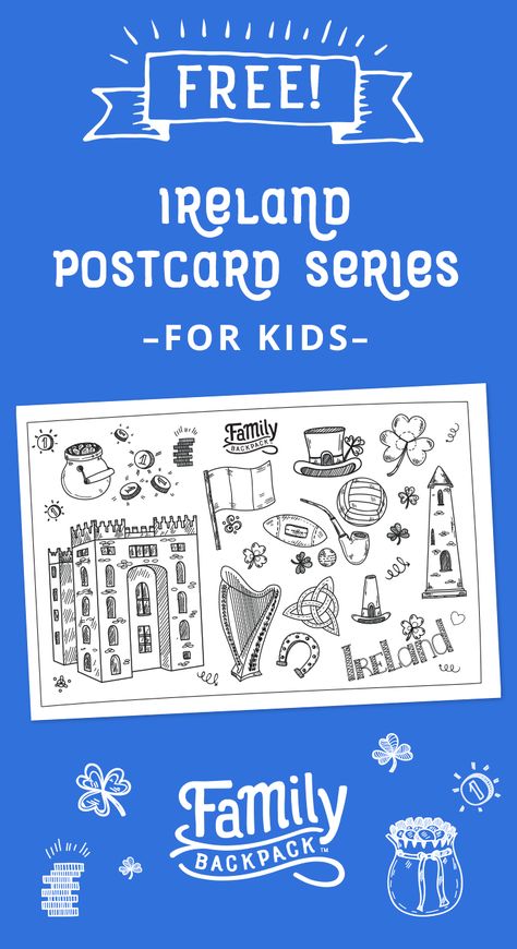 Checkout these #Free #stpatricksday #printables for kids! Everyone in the family will love these adorable, ready to color #Ireland postcards #forkids. #craftsforkids Get your kids in the #travel spirit while celebrating St. Patricks Day! Spring Break For Kids, Postcards For Kids, Road Trip Printables, Break Ideas, Spring Break Destinations, Family Road Trip, Travel Postcard, Pen Pals, Scavenger Hunts