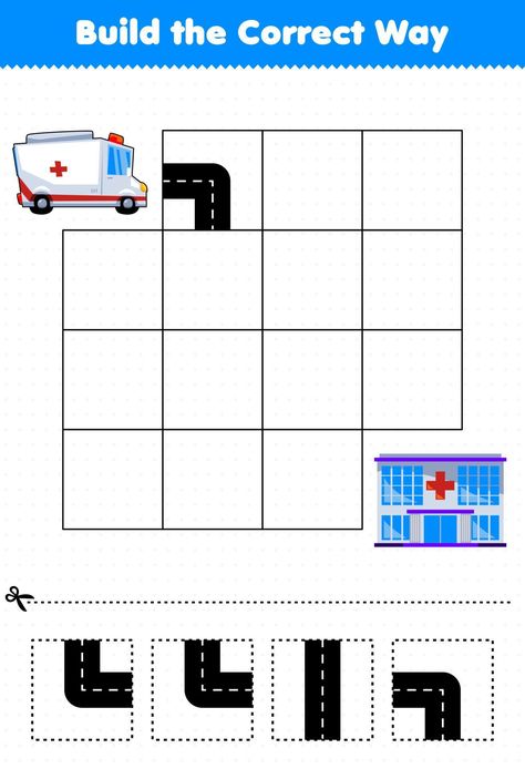 Education game for children build the correct way help ambulance move to hospital Coding Classes For Kids, Quiet Book Templates, Game For Children, Toddler Learning Activities, Preschool Learning Activities, Fun Crafts For Kids, Busy Book, Preschool Art, Preschool Learning