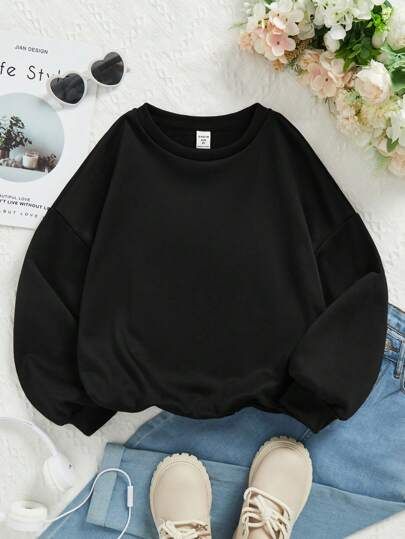 Girls Winter Outfits, Outfits Modest, New York Outfits, Shein Outfits, Casual Day Outfits, Teen Girl Outfits, Round Neck Sweatshirts, Cute Winter Outfits, Cute Lazy Outfits