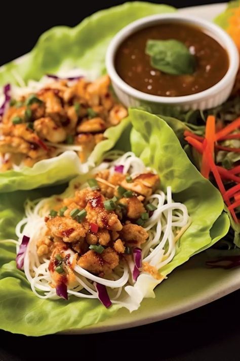 Cheesecake Factory Thai Lettuce Wraps Recipe - Hungarian Chef Cheesecake Factory Lettuce Wraps, Cheesecake Factory Thai Lettuce Wraps, Firehouse Recipes, Thai Chicken Wraps, Thai Lettuce Wraps, Lettuce Wraps Recipe, Asian Chicken Lettuce Wraps, Asian Lettuce Wraps, Turkey Lettuce Wraps