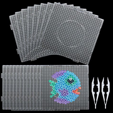 PRICES MAY VARY. What You Get: You will receive 18PCS fuse beads pegboards with 2 plastic beads tweezers, sufficient quality for your DIY Crafts Projects! Each bead board measures 5.7 x 5.7inch / 14.5 x 14.5cm, suitable for 5mm diameter fuse beads and can hold 841 beads Interlocking Design: Fuse beads boards are designed tabs to be able to lock together to create an extra large square pegboard, easy for you to make huge craft project Premium Material: Plastic melty beads boards are made of eco-f Samples Diy, Peg Boards, Interlocking Design, Bead Matted, Easy Perler Beads Ideas, Bead Crafts Diy, Craft Beads, Bead Board, Beads Designs