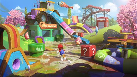 ArtStation - Super Mario Odyssey, Martin GAO Mario Background, Location Aesthetic, City Isometric, Game Over Screen, Super Mario Odyssey, Mushroom Kingdom, Nintendo Fan Art, Props Art, Disney Fun Facts