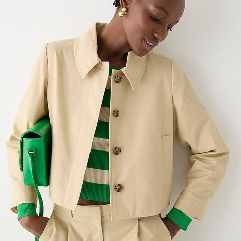 J.Crew: Collection Cropped Lady Trench Coat For Women Jcrew Spring 2023, Cropped Trench Coat, J Crew Jacket, J Crew Collection, Jcrew Collection, Wardrobe Update, Classic Feminine, Edgy Chic, New Chic