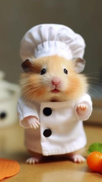 Hamster disfrazado de chef. | Premium Photo #Freepik #photo #conejillo-indias #roedores #chinchilla #rata Cutest Animal Photos, Hamster Photo, Hamster Wallpaper, Hamster Pics, Chinchilla Cute, Kartu Pokemon, Pet Rodents, Small Animal Bedding, Baby Hamster