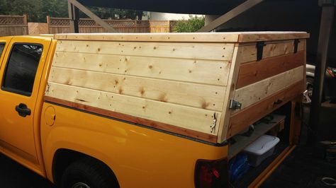 My first major wood project. Truck camper. Diy Truck Topper, Carpentry Hacks, Truck Bed Toppers, Truck Bed Trailer, Truck Restoration, Truck Shells, Truck Topper, Truck Camper Shells, Truck Canopy