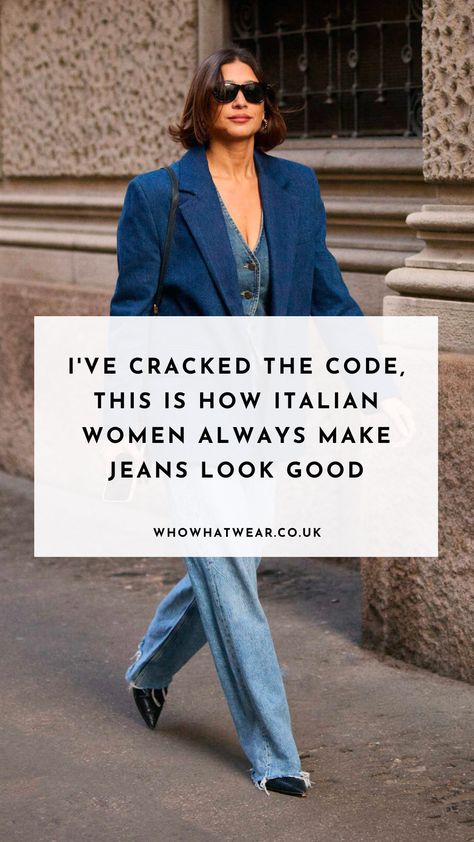 From wide-leg jeans to dark denim, Italian women know what to wear with jeans. Click to see 5 ways to style denim with tips from fashions best dressed. Palazzo Jeans Outfit High Waist, How To Wear Jeans That Are Too Long, Dark Denim Wide Leg Jeans, Wide Leg Dark Denim Outfit, Dark Denim Wide Leg Jeans Outfit, Casual Chic Jeans Outfit, Wide Leg Dark Jeans Outfit, Wide Leg Jeans Outfit Spring, Frayed Jeans Outfit