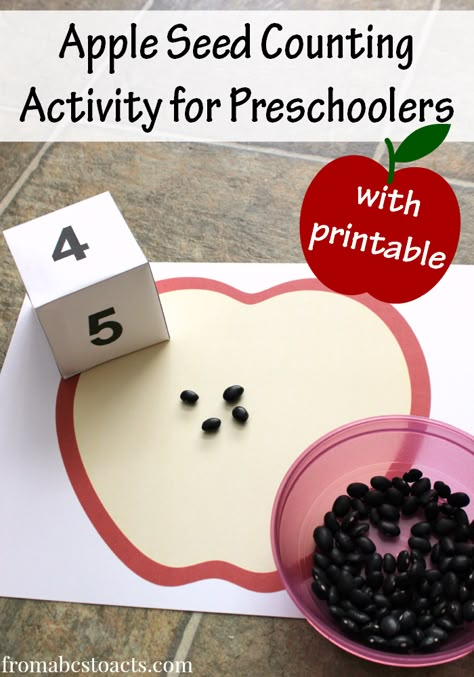 Apple Seed Counting, Preschool Apples, Counting Activities For Preschoolers, Autumn Preschool Theme, Preschool Apple Theme, September Preschool, Apple Lessons, Fall Themes, Preschool Fall