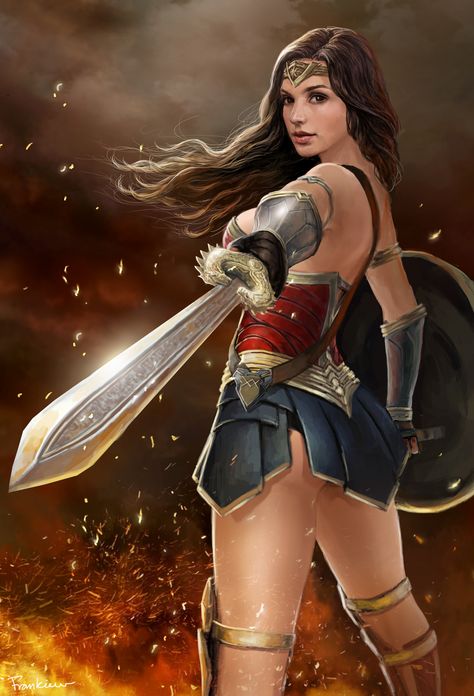 ArtStation - Wonder Woman, Frankiew Yip Wonder Woman Art, Univers Dc, Wonder Women, Comics Girls, Dc Characters, Dc Comics Art, Dc Heroes, Comic Book Characters, Dc Superheroes