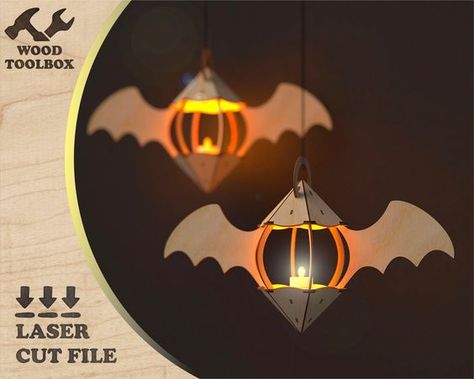 Halloween Bat Lamp - laser cut files. 3d Wooden lamp SVG / Halloween Nightlight pattern. Vector files for CNC routers - Ai, Dxf, Pdf, Cdr Laser cut files #lasercutfiles laser cut files svg #lasercutfilessvg laser cut 3d files #lasercut3dfiles pattern #pattern  patterns #patterns templates #templates 7.56 Bat Lamp, Laser Cut Halloween, Spider Lamp, Halloween Baskets, Laser Cut Wood Crafts, Halloween Lanterns, Laser Art, Animal Puzzle, Halloween Bat